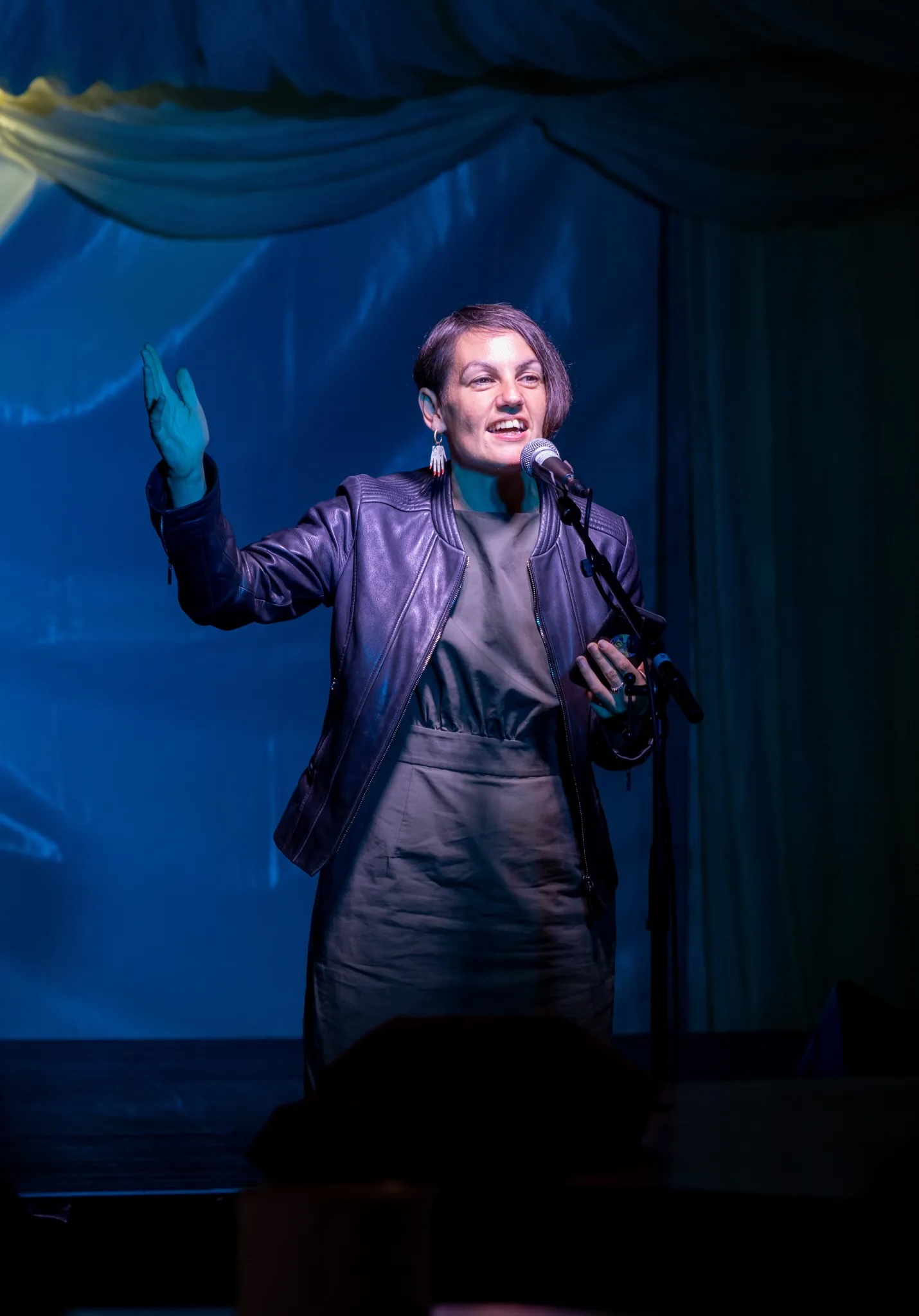 Harriet Truscott performing a poem
